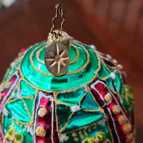 RARE CHRISTOPHER RADKO GOLD RED FABERGE EGG SAKS 5th AVE CHRISTMAS ORNAMENT - Picture 4 of 12